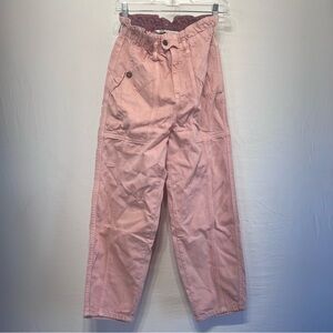 Zara Women's Elastic Waist Cargo Pants Pink Size S